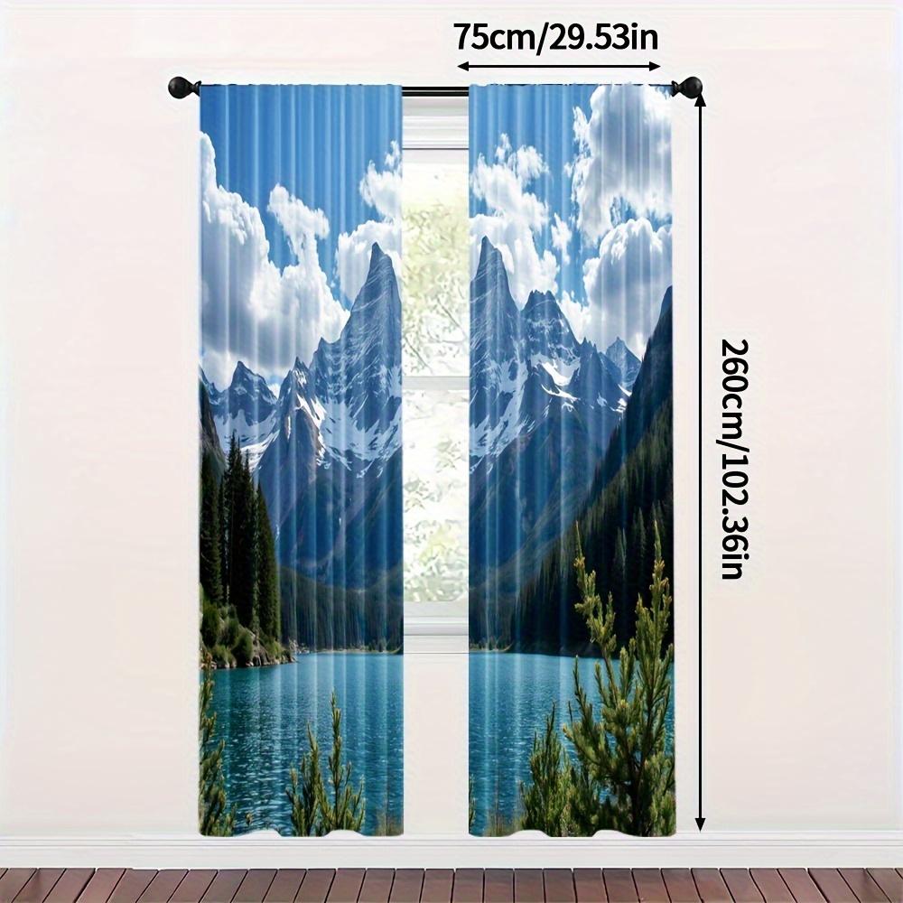 Curtain2pcs Moran Blackout Curtains- Polyester Durable Cordless Rod Pocket   Scenic Mountain Lake Landscape Print   Machine