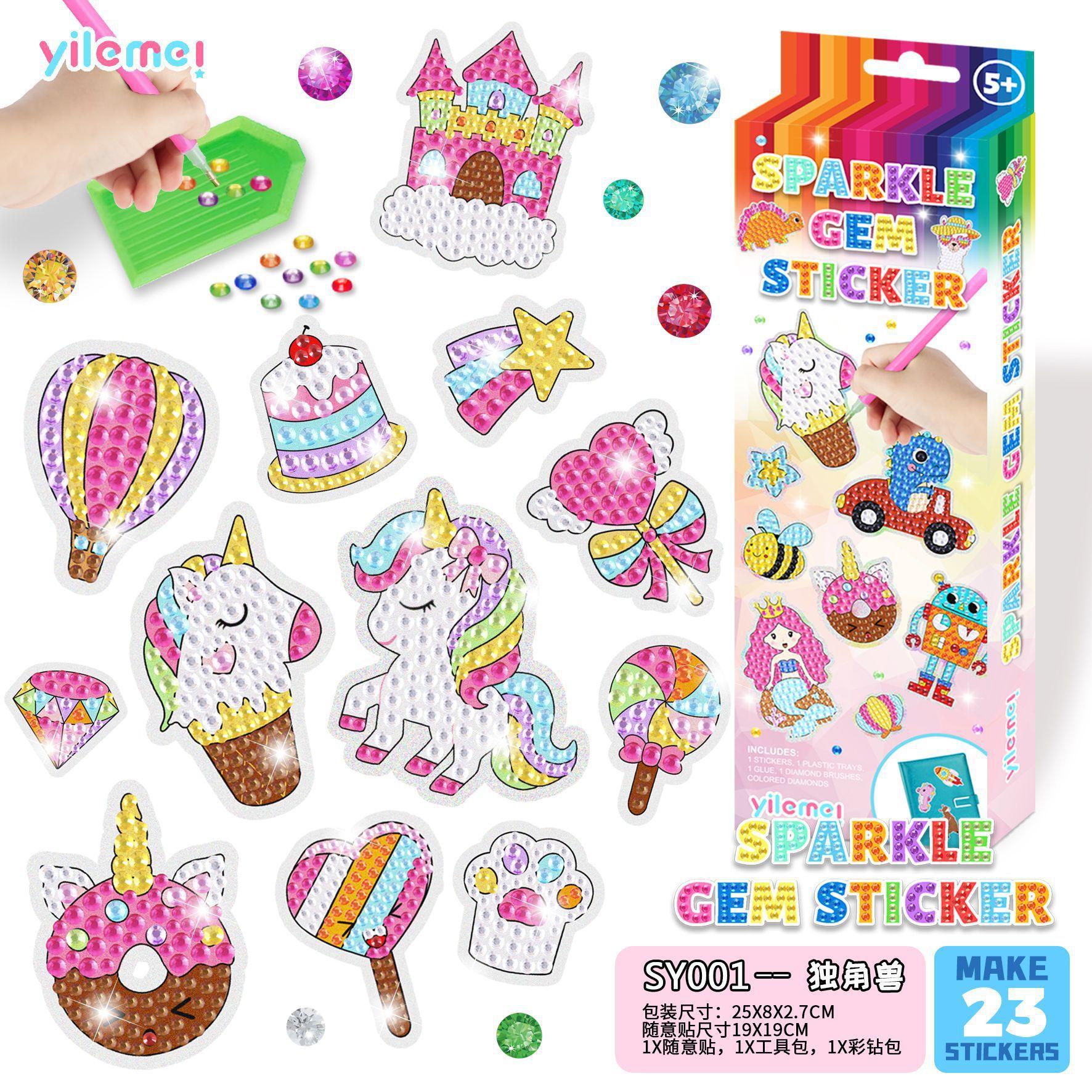 

15Pcs/Set Diy Handmade Artificial Diamond Painting Stickers, Free To Stick Cartoon Alien Stickers