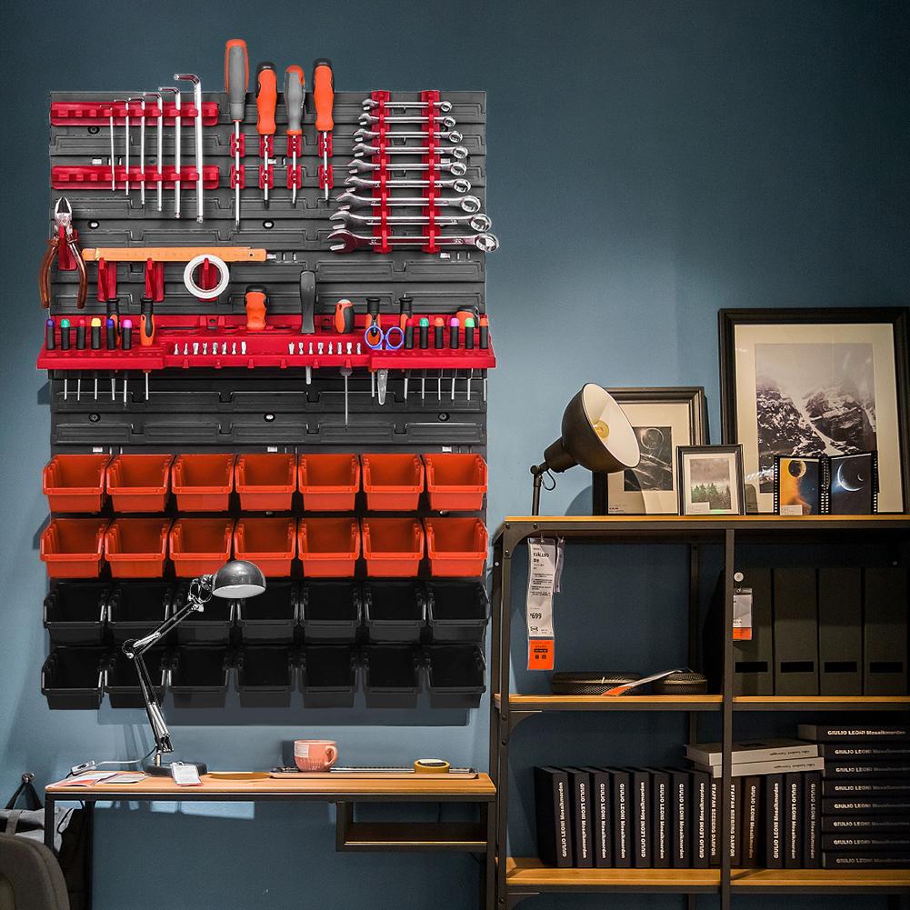 Tools Wall Storage Shelf Tool Holders 28 Stacking Boxes Wall Mounted Tool Rack Extra Strong Wall Plate for Wrench Screwdriver