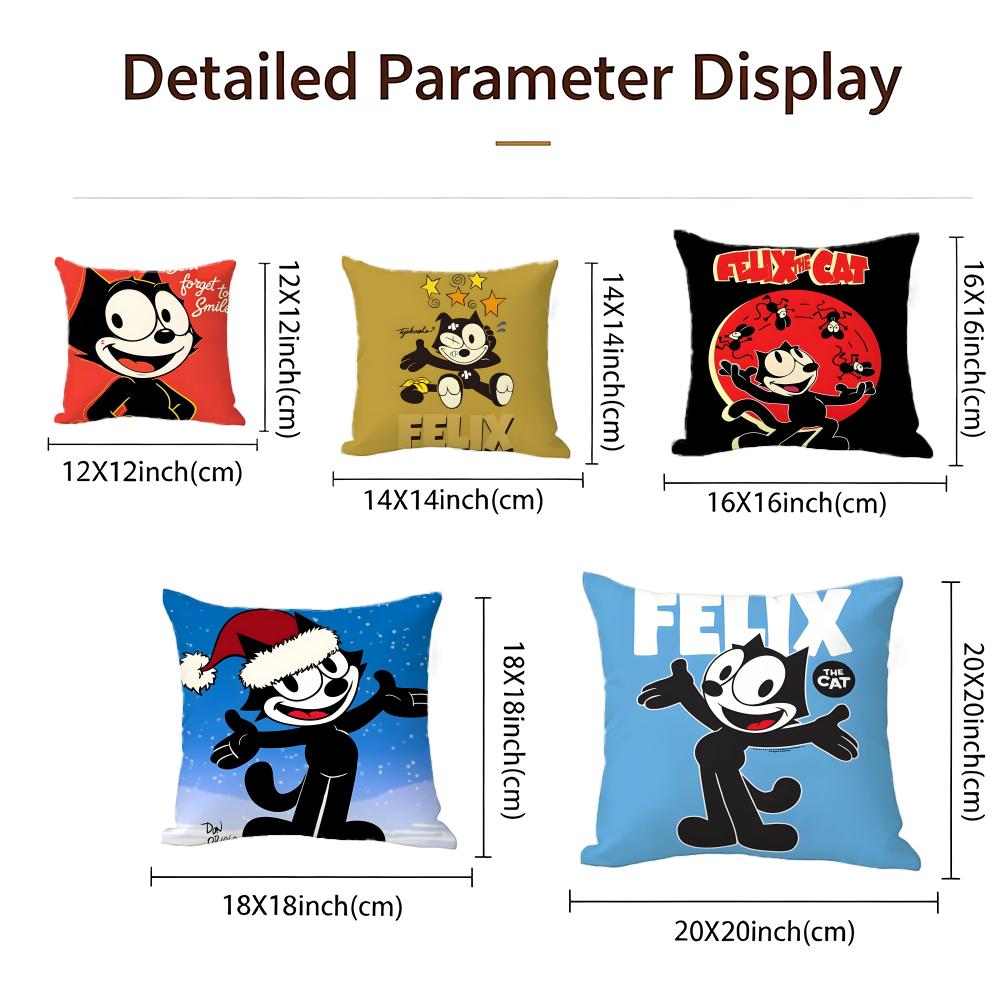 cartoon Felix the Cat Cushion Cover Cushion Cover Set 4Pcs 50x50 45x45 40x40 Pillowcase Decorative Sofa Home Decor