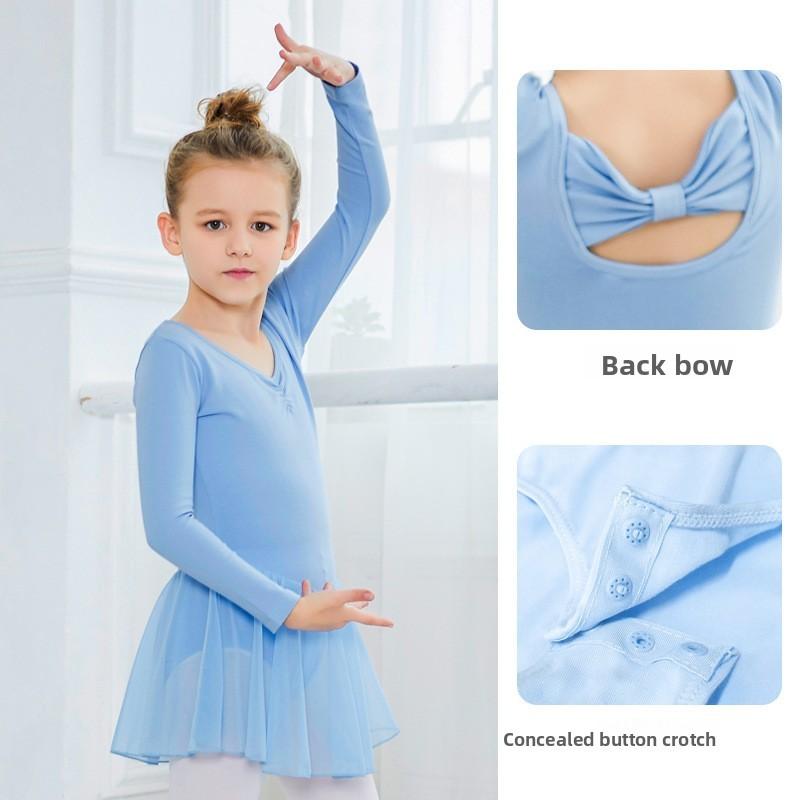Kids Dance Costumes For Practice With Soft Cotton Fabric And Butterfly Detail