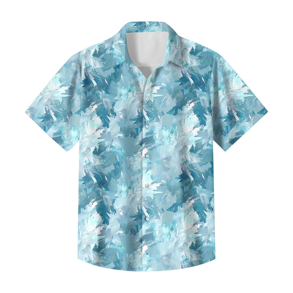 Camicia Casual da Uomo con Stampa a Maniche Corte