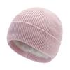 Autumn/Winter Fleece-Lined Ski Knit Hat for Men and Women Warm, Thickened Ear-Warming Woolen Beanie One-Piece Solid-Colour Hat