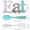 Eat Fork Spoon Sign Set Indoor Wall Rustic Wood Signs Decoration Restaurant Cafe Ornament Housewarming Craft Decorative