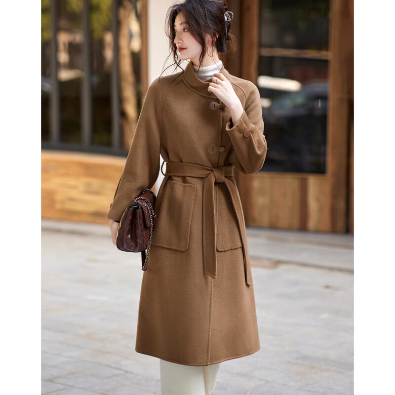 Sishui Nianhua Women's Elegant Mid-Length Wool Blend Coat L22009N1