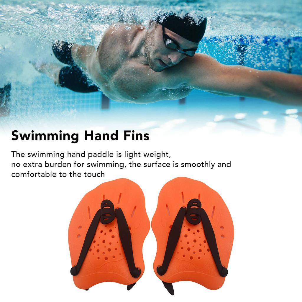 Hand Paddle Sturdy Anti Slip Swim Training Paddles Swimming Assistant Hand Fins for Teenagers Beginners Orange