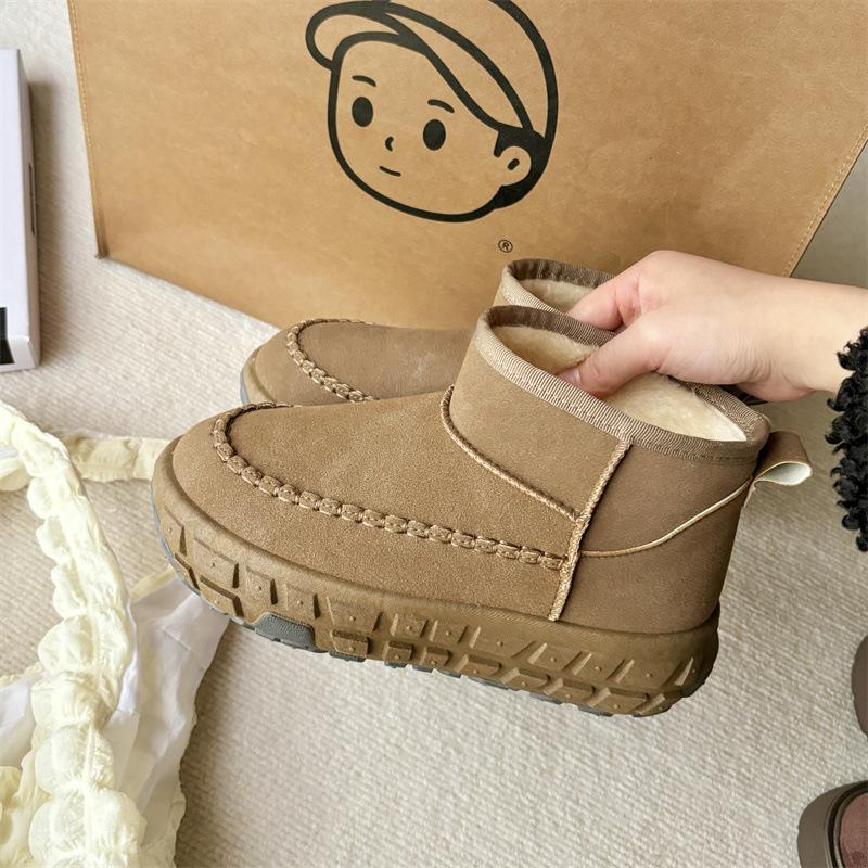 Tire bottom snow boots women's winter new velvet warm thick-soled muffin bottom short cotton boots women
