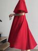 2025 Summer European & American Puff Sleeve V-Neck Waist-Gathering French Long Dress