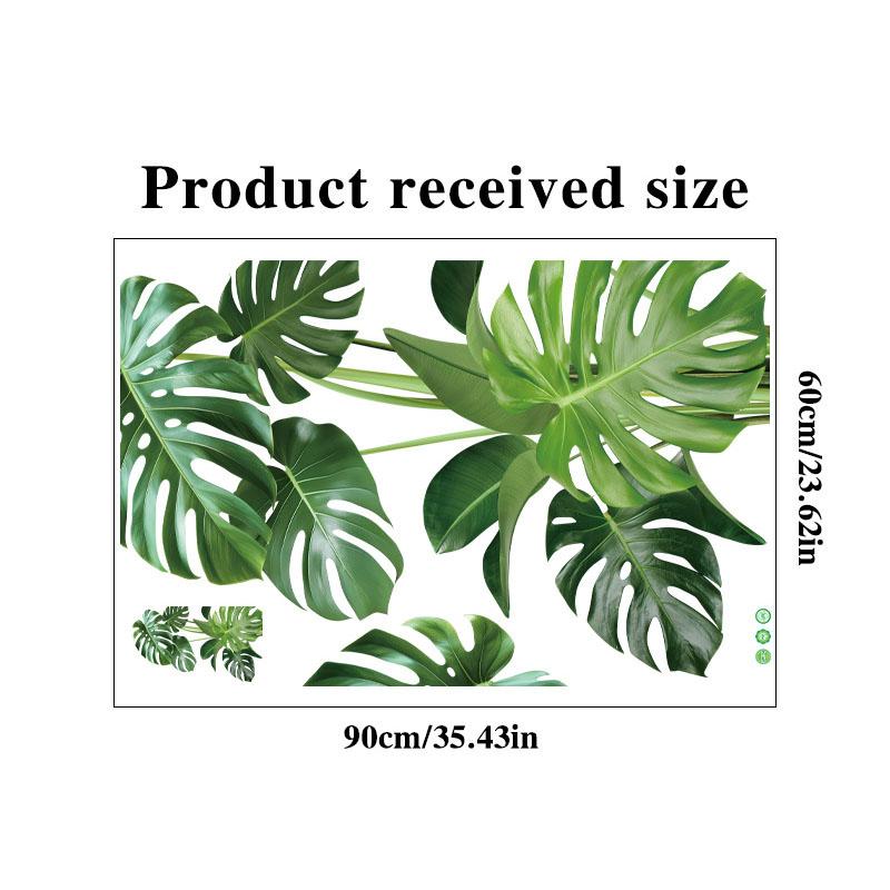 Large Monstera Plant Self Adhesive Wall Sticker for Living Room Corridor Entrance Hall Room Door Home Decor Fresh Green Vinyl Art
