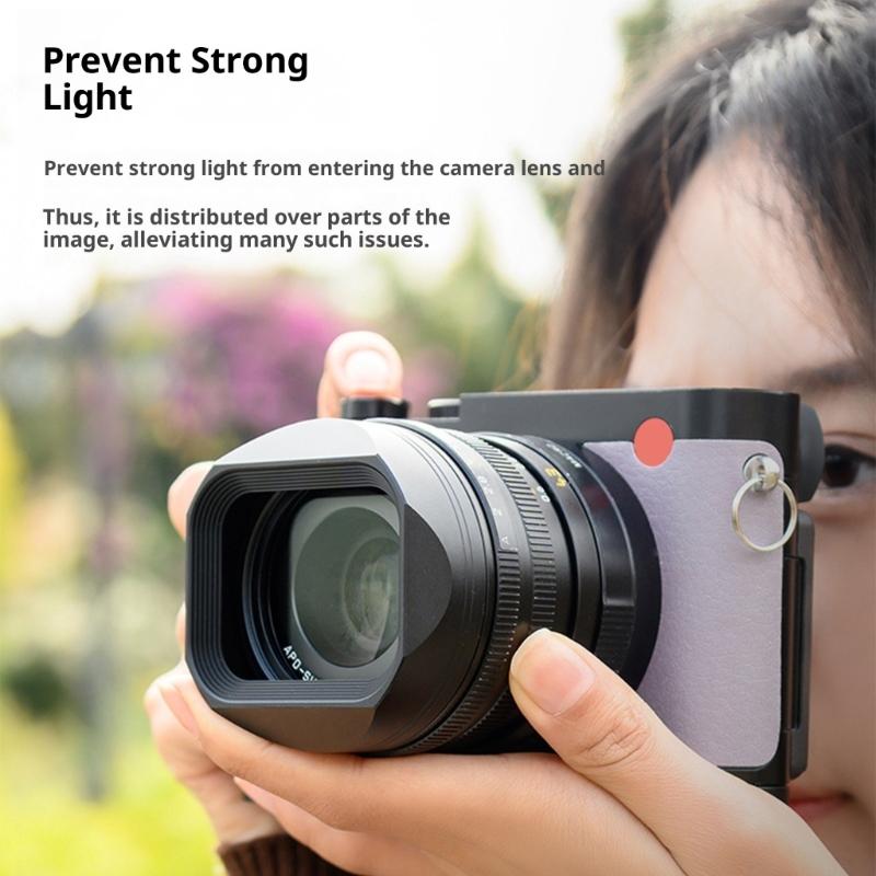 Aluminum Alloy Camera Lens Hood for Q343 AntiReflection Square Photography Equipment