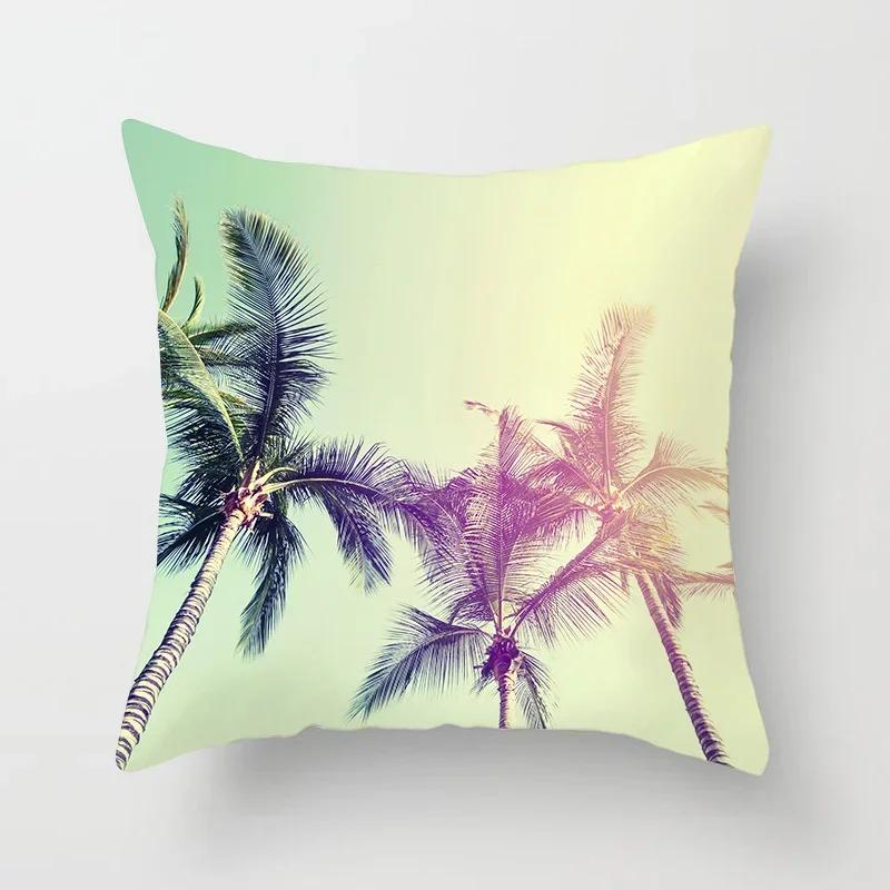 

Summer Beach Pillowcase Palm Tree Leaves Plant Pillow Case Sofa Home Decoration Car Waist Throw Cushion Cover Custom Polyester 12x12Inch