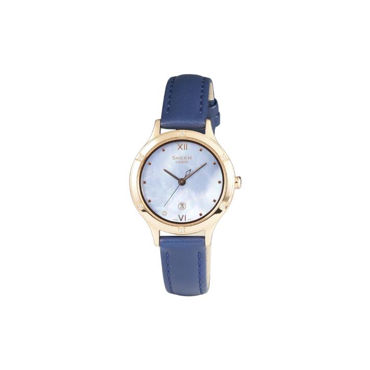 CASIO Women s SHEEN Mother Of Pearl Color Watch SHE-4546PGL-2AUPR Dark Blue