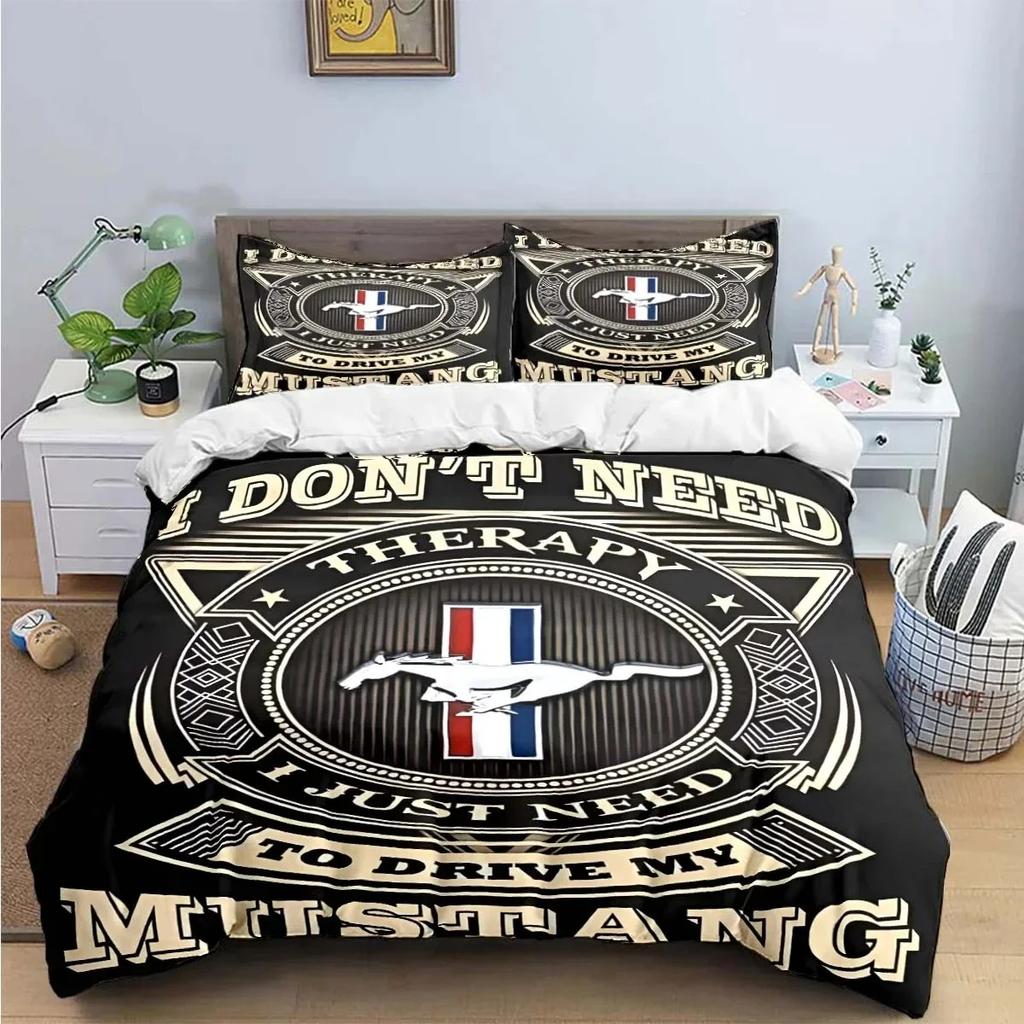 3D Print Mustang Car Logo Bedding Set Boys Girls Twin Queen King Size Duvet Cover Pillowcase Bed Boys Adult Home Textileextile