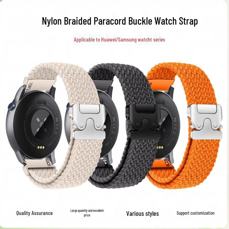 Cinturino in Nylon Intrecciato Compatibile per Huawei GT5 e Samsung Watch4567 con Fibbia ad Ombrello