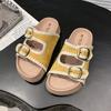 Fashion and Comfortable Hot Air Platform Slippers Women's 2025 Summer New Outer Wear Boken Shoes Heightened Non-slip One-word Slippers