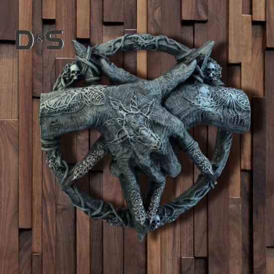 Devil Hand Goat Horn Figurine Wall Decoration Home Office Living Room Bathroom Wall Art Spooky Demon Hand Resin Statue Sculpture Wall Ornament