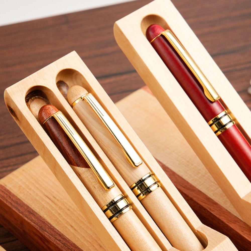 Foldable Wooden Pen Holder Single Double Wooden Pen Box Pen Display Stand Collection Box