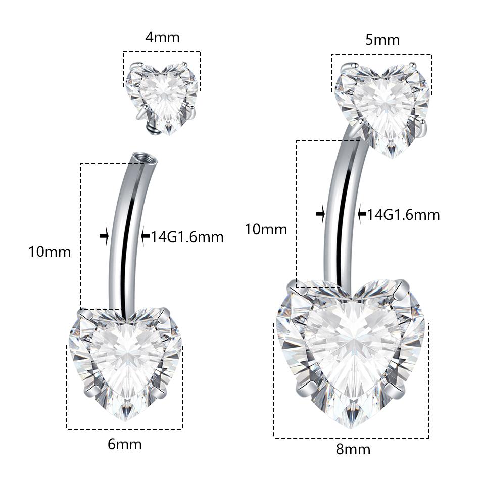 1Pc Titanium Zircon Belly Button Ring Internally Threaded Navel Ring Belly Piercing Women's Navel Piercing Body Jewelry 14G