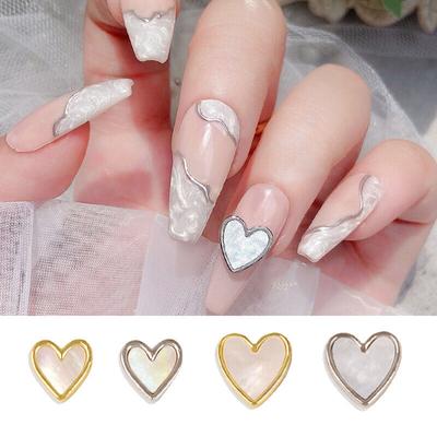 10 Pezzi Forma di Cuore Lega Gioielli per Unghie Acriliche 3D Decorazione Nail Art