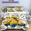 3Pcs Minions Bananas Party Bedding Set Quilt Cover Pillowcase Home Christmas Halloween Gift 1 Duvet Cover 2 Pillowcase S215