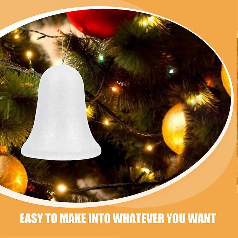 White Foam Bells for Christmas Tree Decoration 6Pcs Ornaments