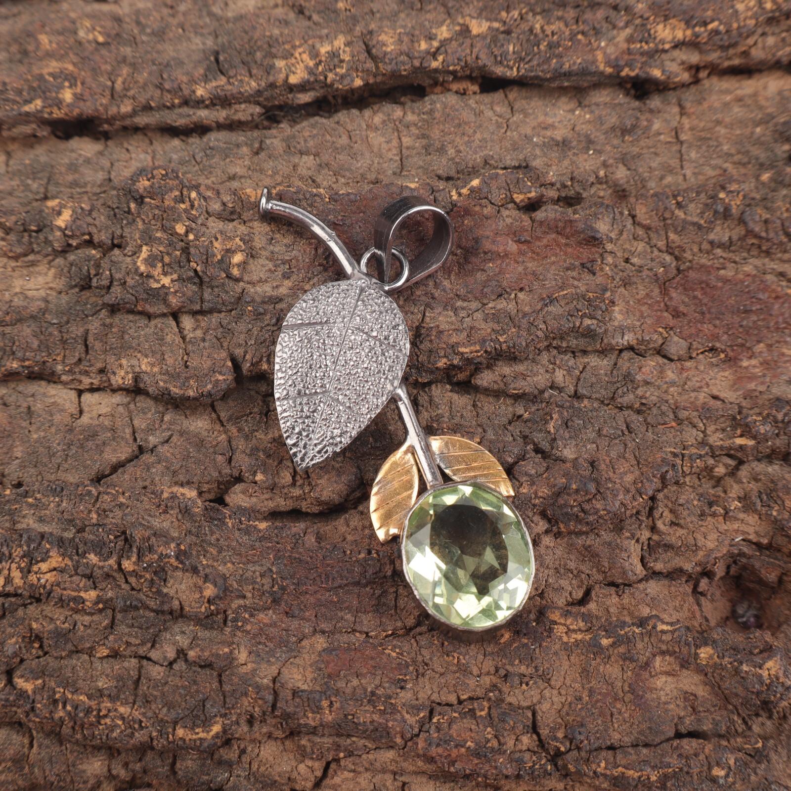 

Овальный зеленый аметист, драгоценный камень, серебро 925 пробы, подарок лучшим сестрам, бохо-подвеска PP-55-10