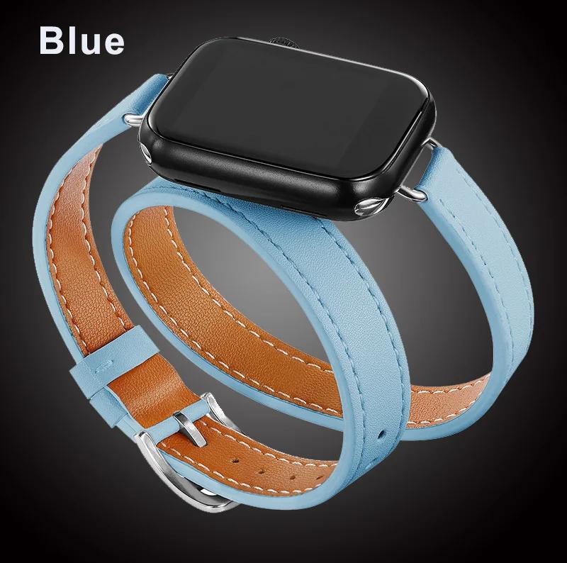 For Apple Watch Band 40 41mm Double Tour Leather Strap 45/46 42 44mm Series10 9 8 7 6 Se 5 4 3 2 for Iwatch6 38mm Fashion Correa