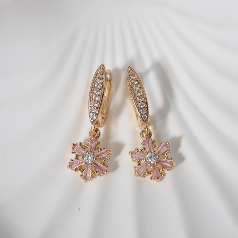 1 Pair Snowflakes Dangle Earrings for Women Zirconia Earring Jewelry Wedding Party Accessories