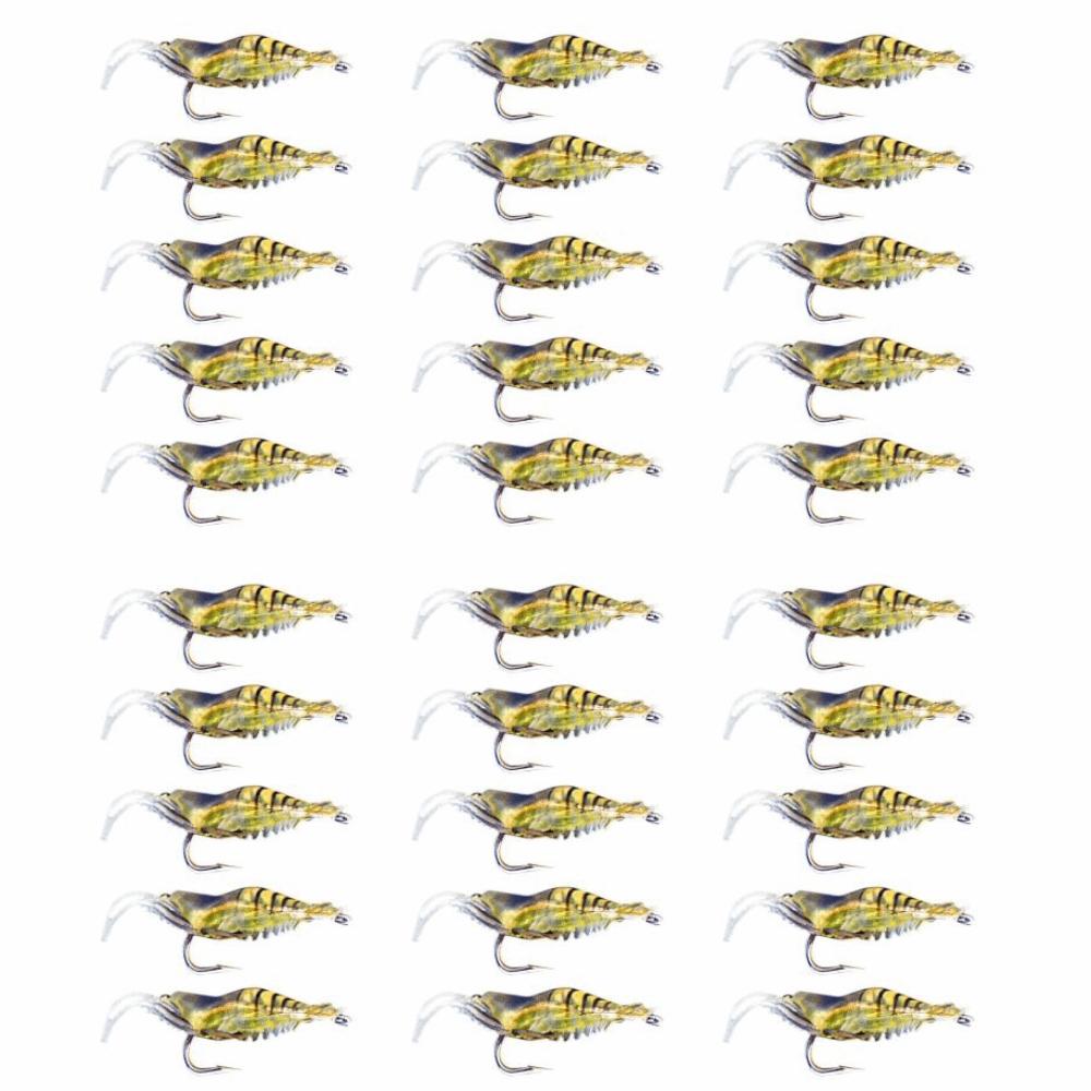 

30PCS Durable Soft Shrimp Lures Lifelike 4cm Shrimp Bait with Hooks Prawn Fishing Lures Saltwater Fishing