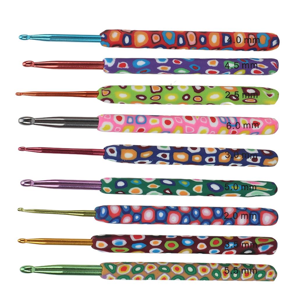 9PCS Crochet Hooks Colorful DIY Handcraft Ergonomics Crochet Hook Crochet Needle for Beginners for Relieve Stress