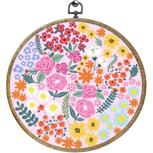 Mushroom Decor Framed Round Wall Decor Canvas Wall Art Hanging Prints Artwork for Home Door Living Room Bathroom Girls Room Kitchen Office