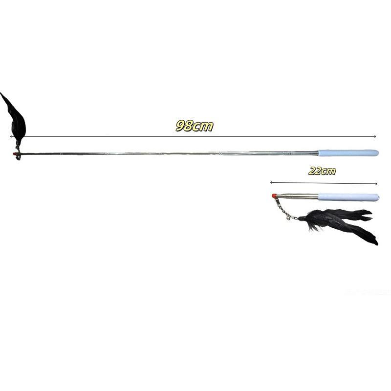 New detachable feather replacement head, cat teaser stick, pet supplies, telescopic pole with bell, interactive cat toy