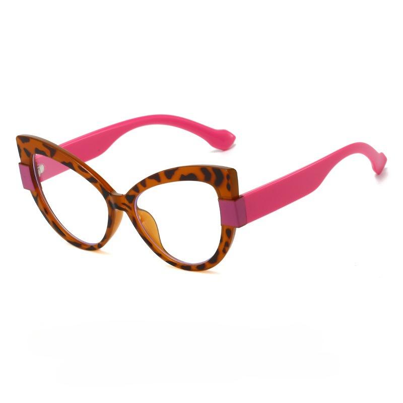 

Stylish Color-blocked Cat-eye Non-prescription Glasses, Unique, Simple, Casual, Versatile, and With Blue Light Blocking. -4.0