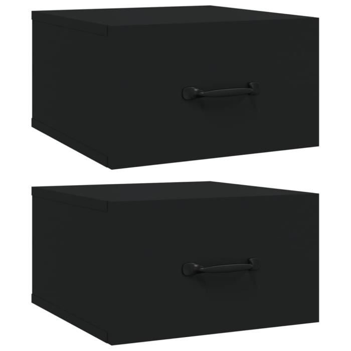 VidaXL Tables de chevet murales 2 pcs Noir 35x35x20 cm 812855