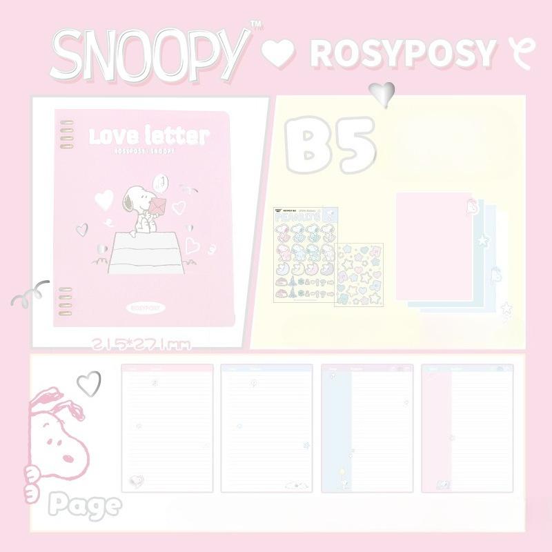 RosyPosy soft set, Snoopy joint loose-leaf book, student A5/B5 horizontal line workbook notebook