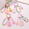 Acrylic Flower Keychain with Quicksand Charm Eye catching Moving Sand Keyring Keys Chain Ornament for Bag Phone Cover