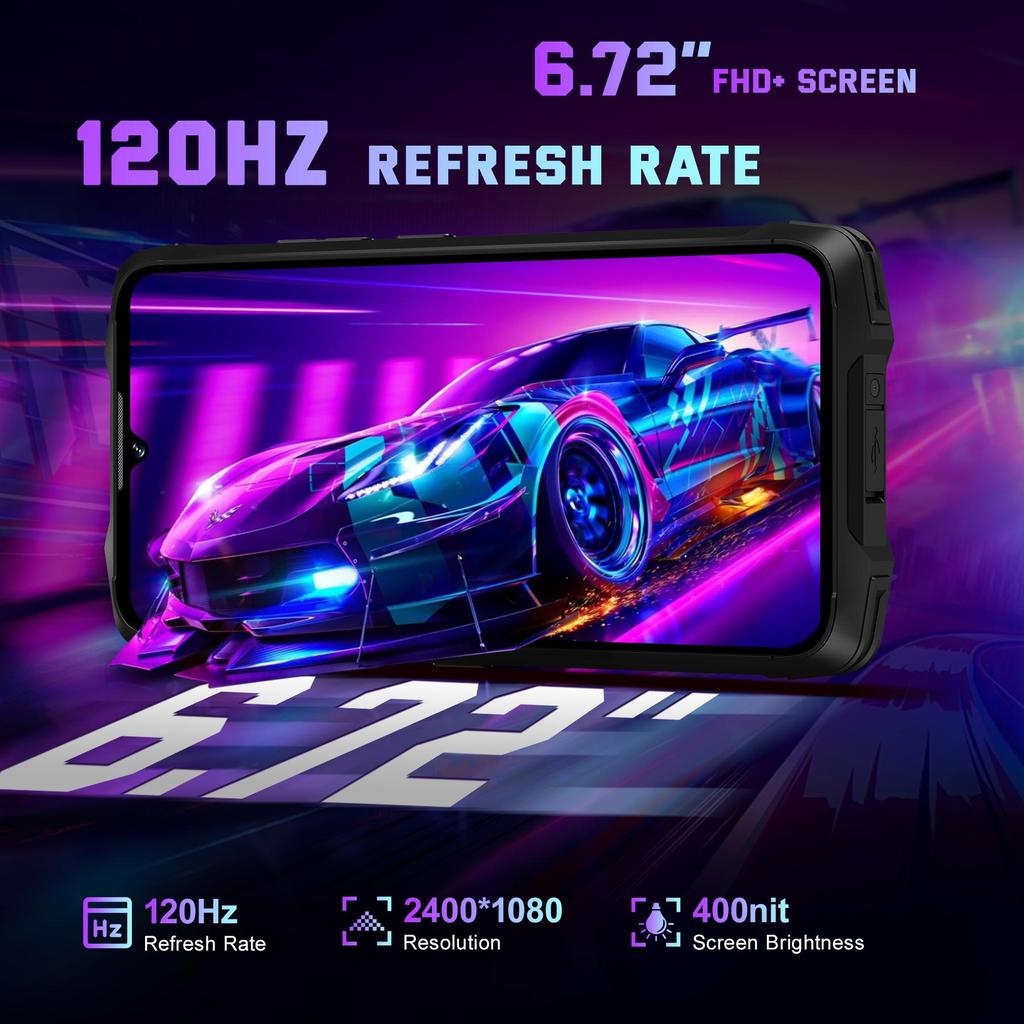 CUBOT Kingkong Power 3 Smartphone - 16GB+256GB, 6.72'' FHD+ 120Hz Smartphone, 123dB Speaker, 10200mAh (33W) Phone 100MP, Face ID/IP68/Dual SIM/NFC/OTG