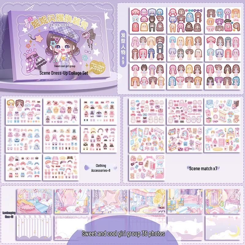 Nini Princess Dress-Up Sticker Set: Sparkling Dress-Up Show & Greeting Card Gift for Girls