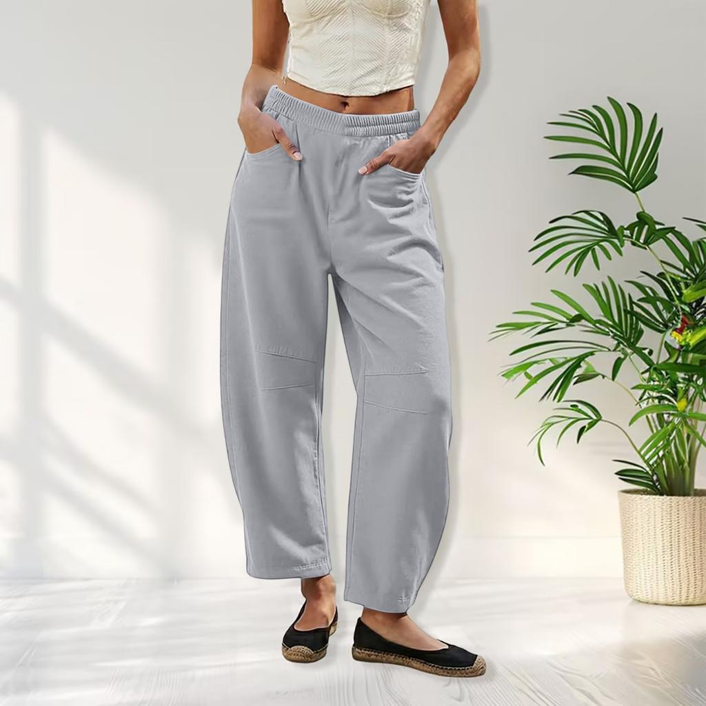 Ladies' Color Casual Fashion Breathable Loose Cotton And Linen Pants