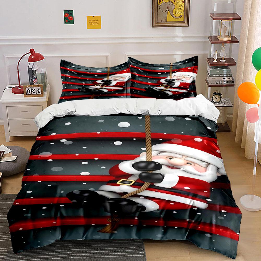 Santa Claus, Rope, Snowflakes. Bedding Sets Duvet Cover Sets Duvet Covers Pillowcases(1 * Duvet Cover 2 * Pillowcases Without Duvet Insert)