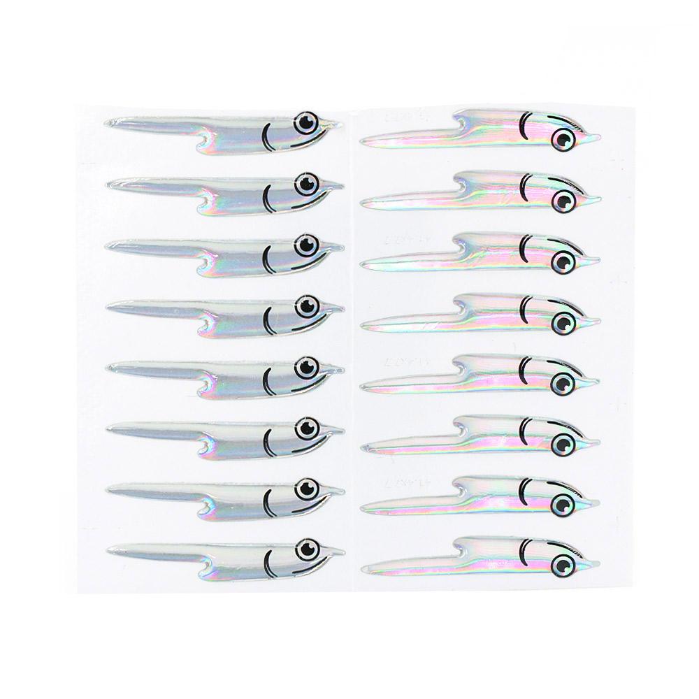8 Paar Fleye Foils Fliegenbinde-Set Vorgeformte Fischseiten-Vinylmasken, Upgrade Künstliche Fischkopf-Aufkleber für Salzwasser-Fliegenfischen