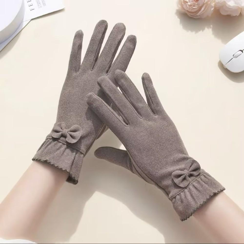Full Finger Gloves Thickened Winter Mittens Temperament Suede Velvet Gloves Ladies