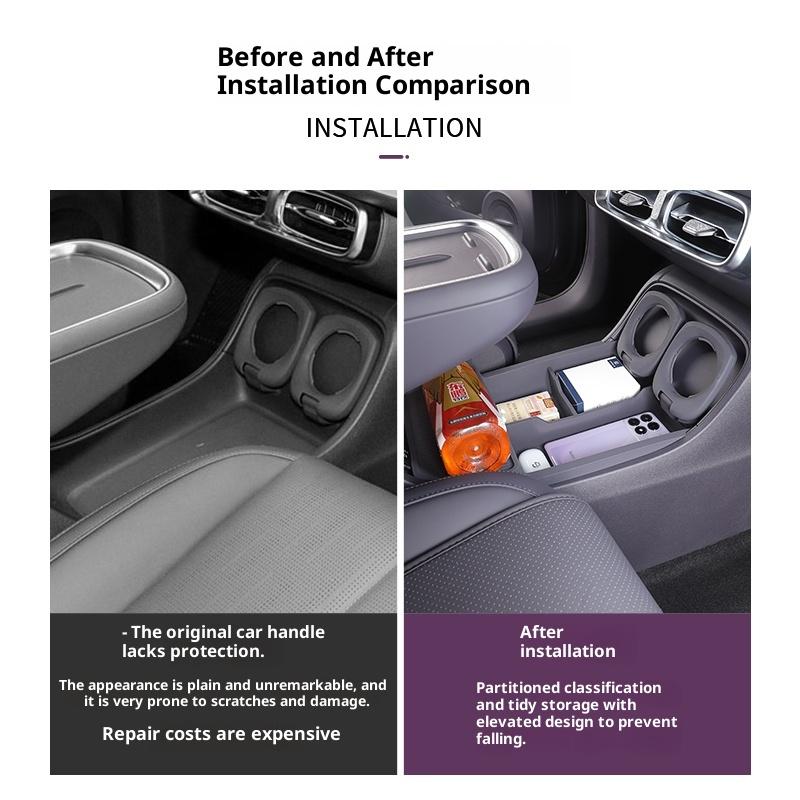For Leapmotor B10 Armrest Center Console Lower Storage Box Double-Layer Organizer Box Silicone Pad Car Modification Interior