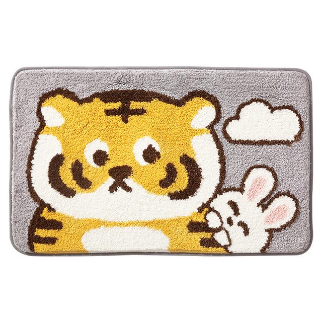 Tiger Absorbent Bathroom Door Entrance Mat Cartoon Bath Rug Bathroom Non -Slip Toilet Mat Entrance Children 'S Room Carpet 
