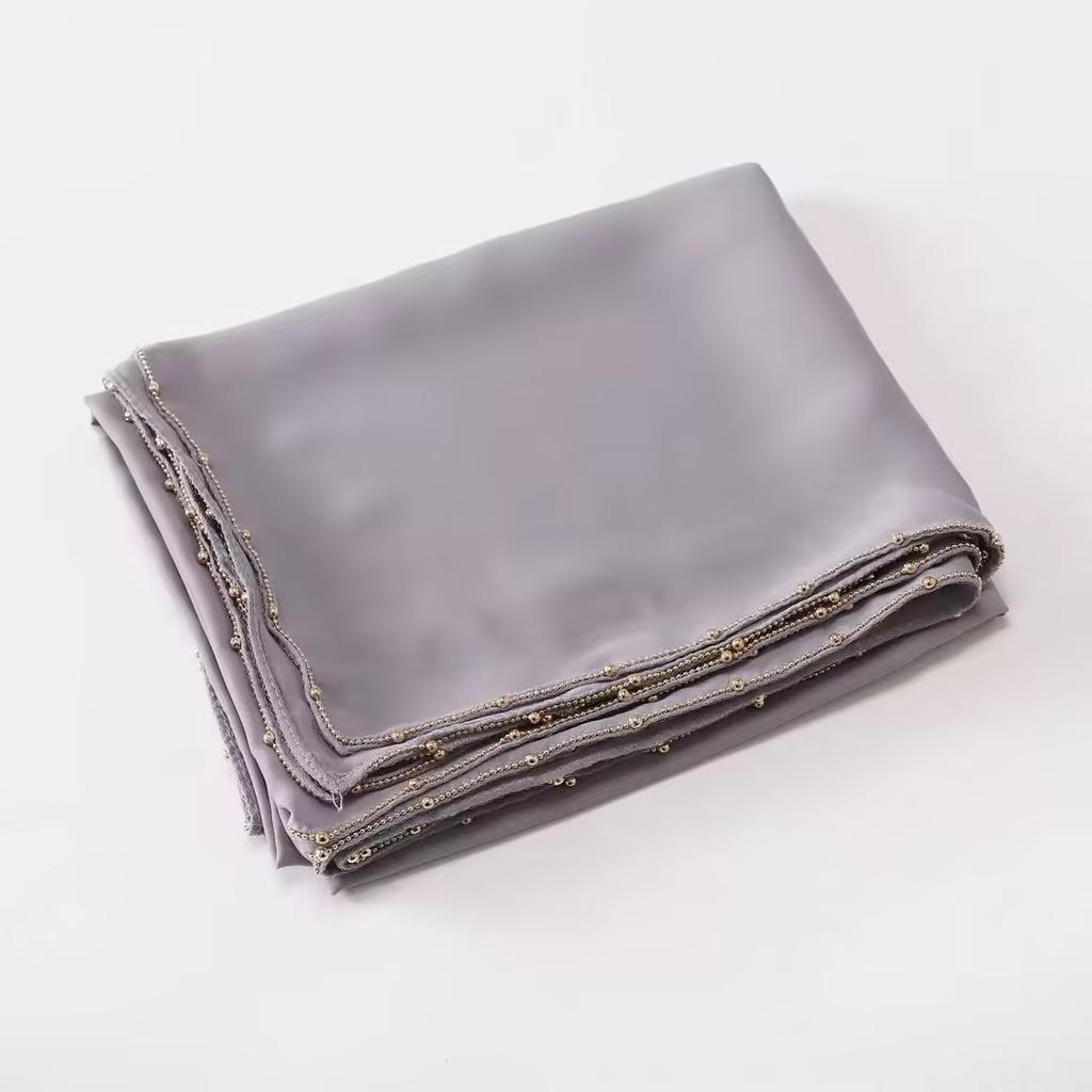 Rinestone Chiffon Hijab Scarf With Chains Women Muslim Hijab Luxury Bead Pearl Scarves Shawl Women Long Scarf Shawl Head Wraps