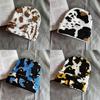 Cow Pattern Knit Cap For Winter Fashion Unisex Cozy Autumn Headwear