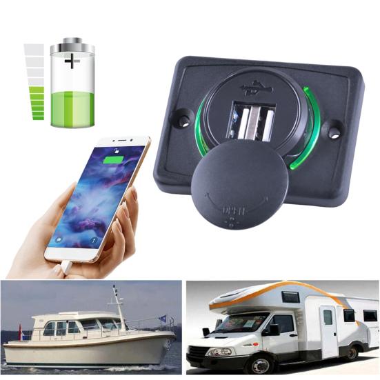 Dual USB Car Charger Socket 3.1A Power Outlet Dual Port Quick Car Charger Adapter with LED Indicator 12V-24V Fast Charging Station for Phones Tablets