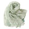Yitao Women's Light Green Floral Cotton Linen Scarf with Tassels