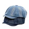 Vintage Washed Denim Newsboy Cap Short Brim Casual British Beret Hat Versatile Flat Peaked Hat For Men Women