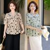 Ice Silk Short-Sleeved Summer Shirt for Middle-Aged Women - Loose, Versatile, Slimming Design